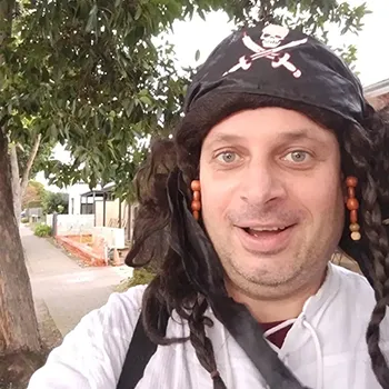 Pirate Sean at a party in Prospect